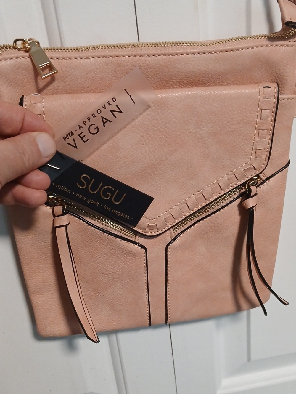 Vegan Blush Pink Crossbody Bag